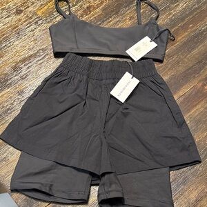 WeWoreWhat Gray Bike Shorts and Bra